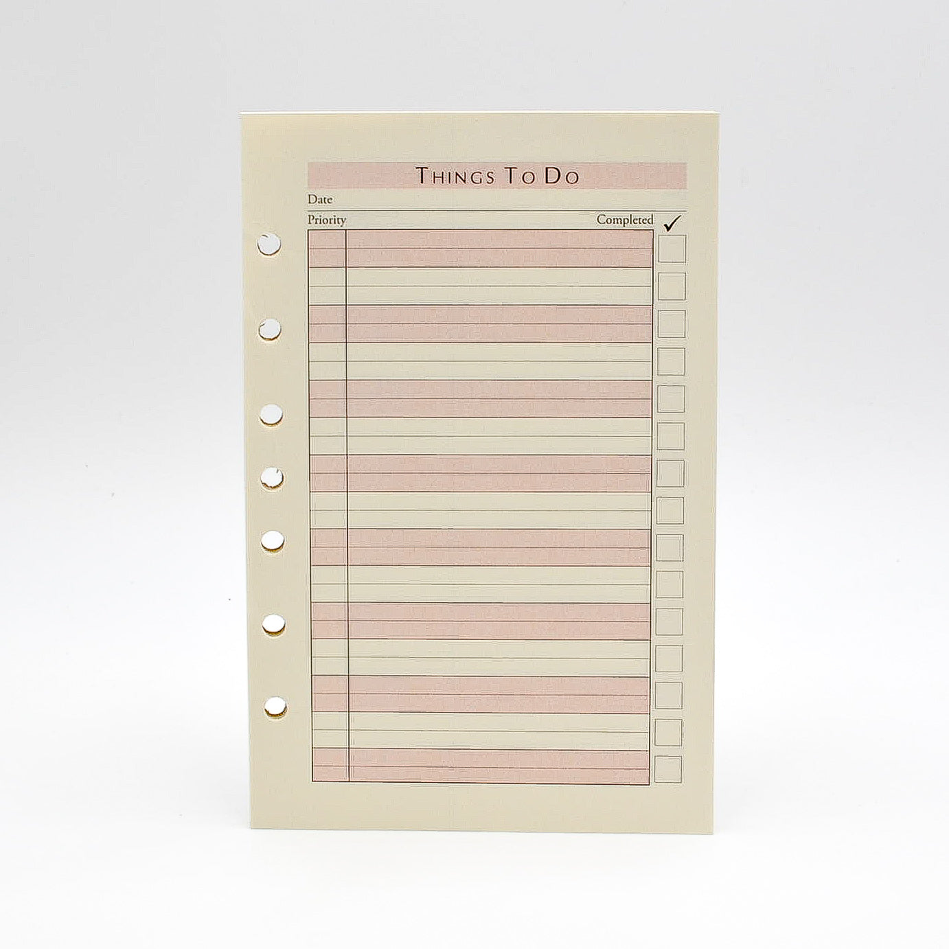 Item PCTD82-13 To-do Sheets  White or Ivory paper. Size 8-1/2"X 5-1/2" 3-ring 13 To-do Sheets  3-Ring Compatible with: MP58P3, PD823I, MW58P3, MA58P3-13  7-Ring Compatible with: MP58P7, PD827I, MW58P7, MA58P7-13  Made in the USA!