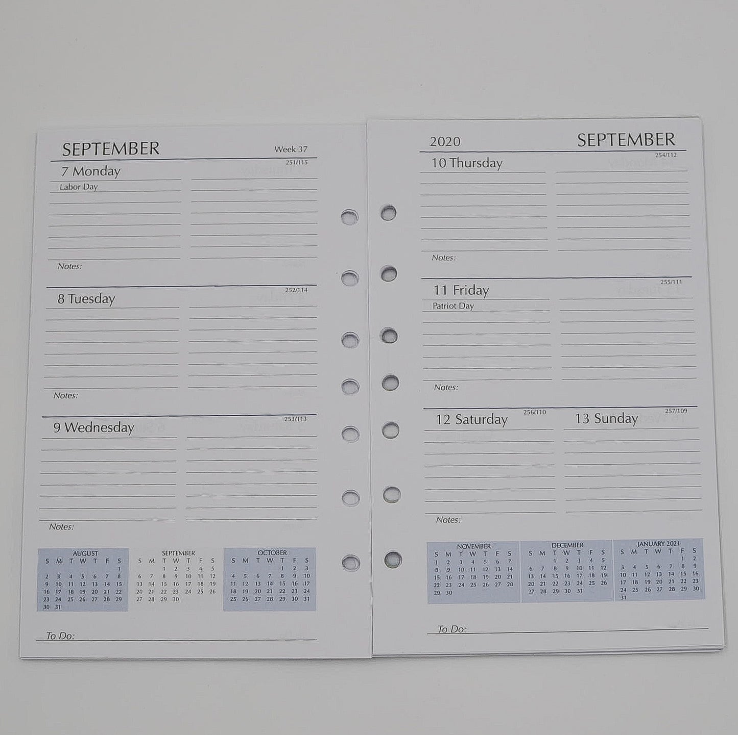 2022 2021 calendar refill McCarthy Planner- Item MP58P7 12 Month Planner  White paper. Size 8-1/2"X 5-1/2" 7 -Ring 144 pages; Weekly and Monthly View Format. One agenda planner; two formats. Also includes a 3 Yearly View, 12 Monthly View, 52 Weekly View. And includes Advance Planning, Important Dates, International Holidays, Birthdays and Anniversaries, Weights and Measures, Weather, Interest Rates, Road and Air Miles...and more! Calendar refill only.  Made in the USA!