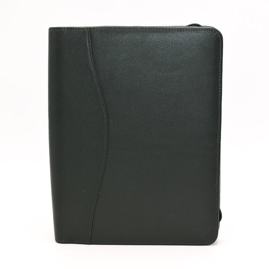 Leather: 7-1/2" x 9-3/4" Forrest Green Zippered Cover for Wirebound, 3-Hole, or 7-Hole Inserts