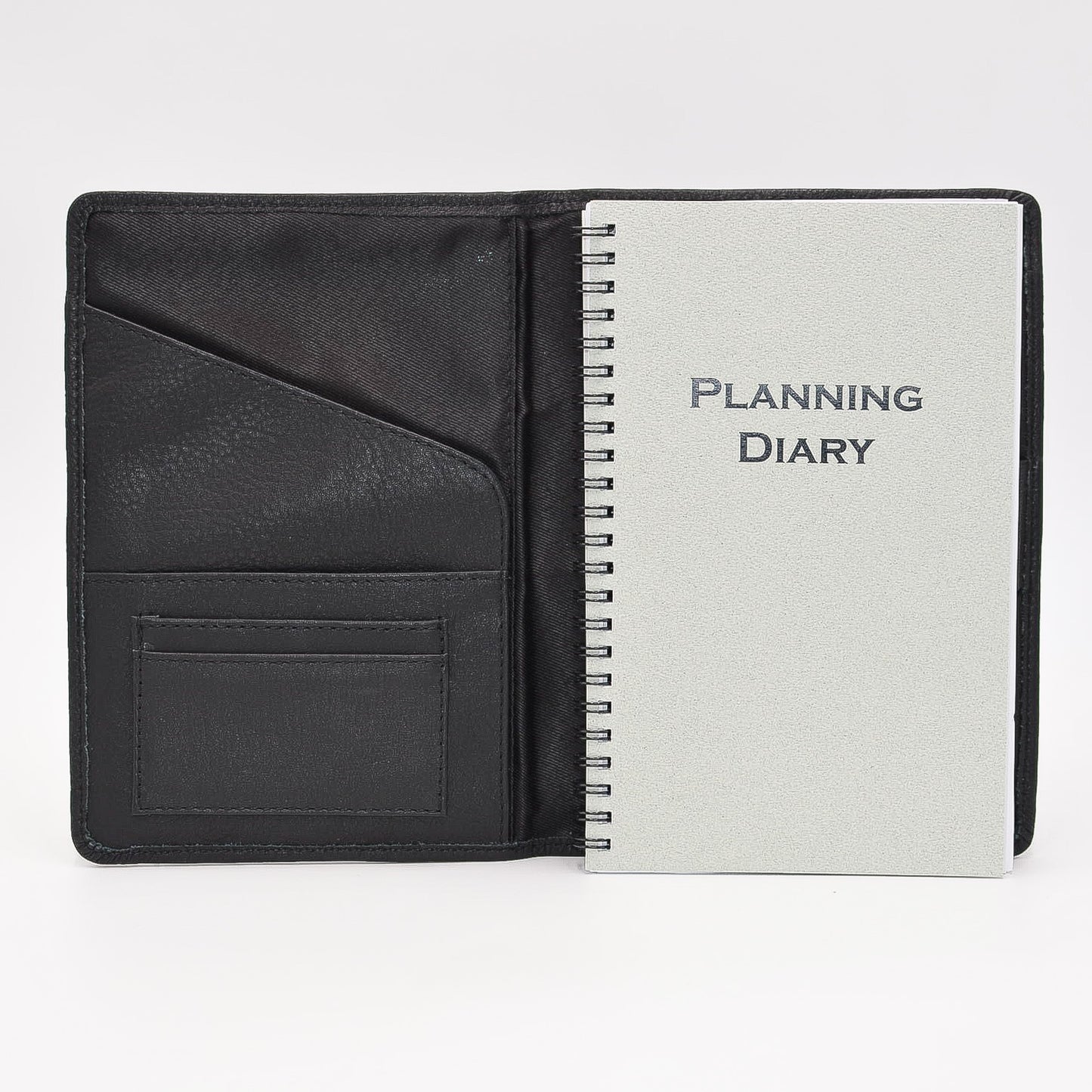 Jack Georges Black Cover for 5x8 Planner Insert leather with document pockets and business card holder