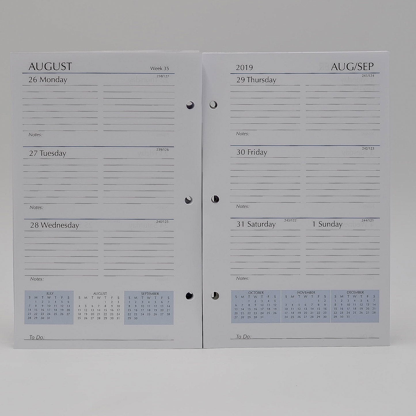 McCarthy Collection: MW58P3 5-1/2" x 8-1/2" 3 hole Planner / Address Combo This loose leaf 2021 or 2022 calendar, 3 hole refill has a month-at-a-view portion in the front of the book and a week-at-a-view portion in the back, as well as 26 address sheets.