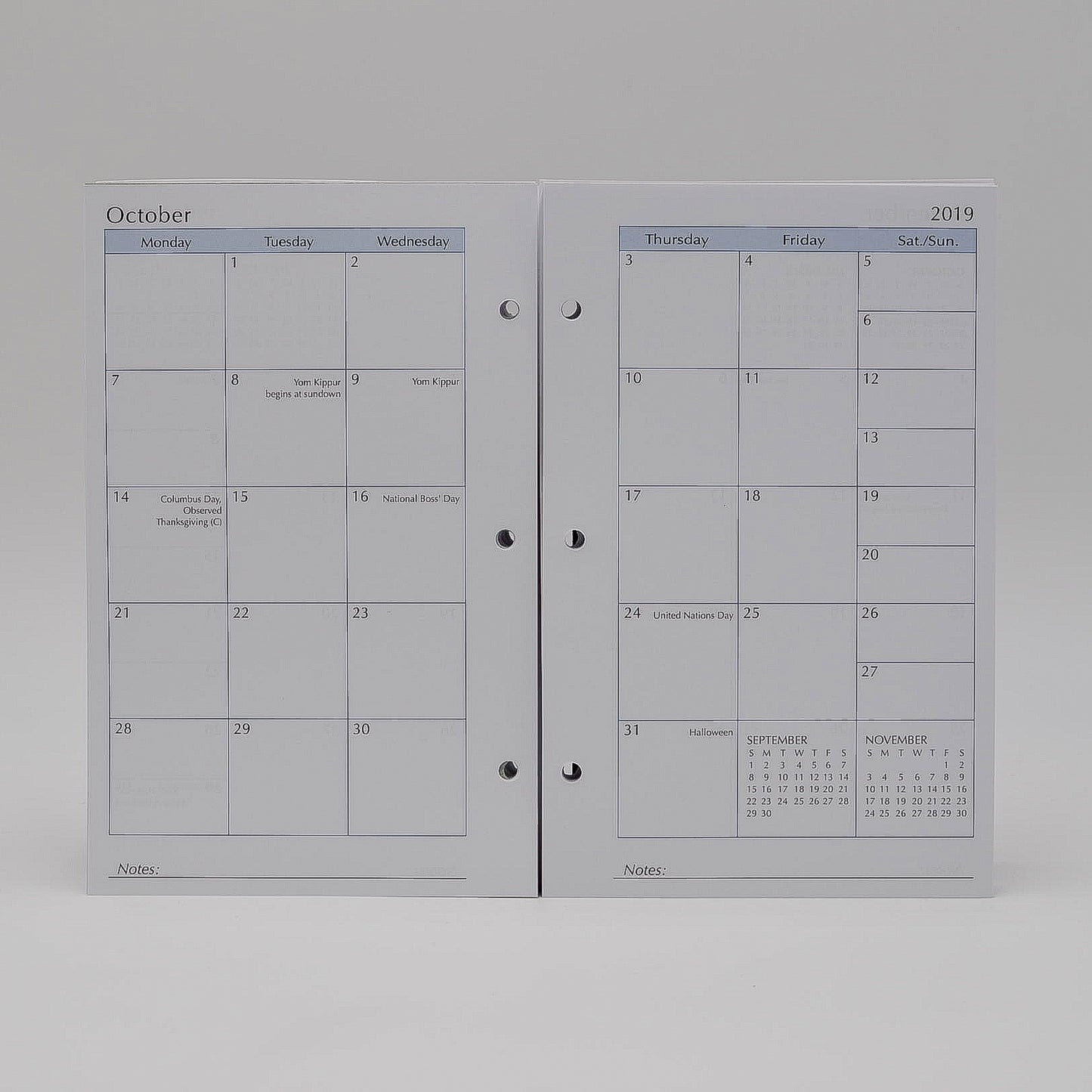 Monthly/Weekly 5-1/2 x 8-1/2 7-Hole Planner Refill : MP58P7