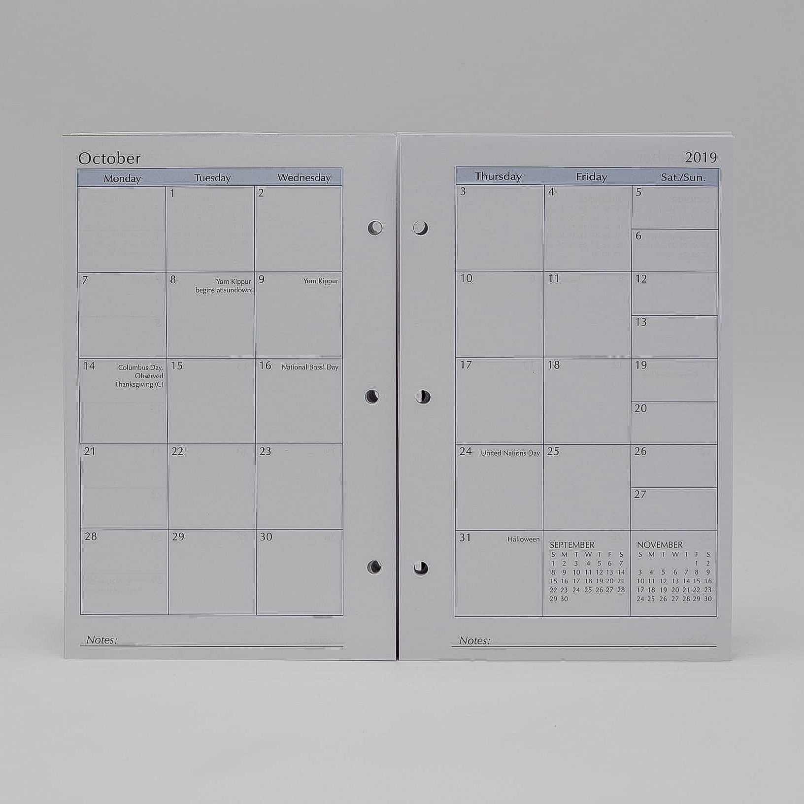 2022 2021 calendar MP58P3 3-HOLE PLANNER 2020 2019 WHITE MONTHLY WEEKLY CALENDAR LOOSE LEAF LOOSE LEAF PLANNER  2020 2019 calendar refill insert loose leaf paper organizer agenda replacement gherka Bosca full sheet of a paper Sungraphix ivory monthly weekly format month-at-a-glance week-at-a-glance loose leaf 3 ring  made in the USA agenda organizer 