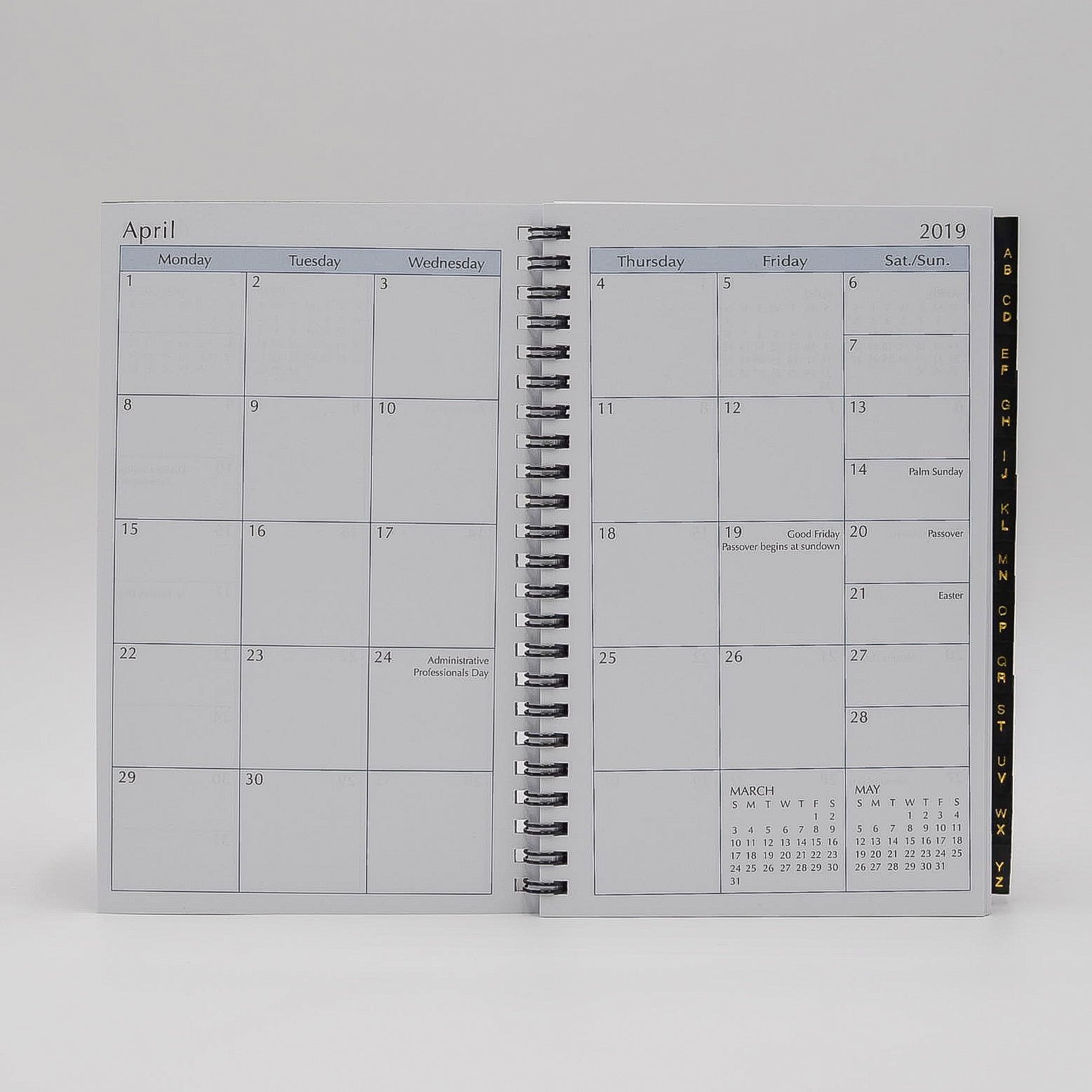 MWA58W 5 X 8 WIREBOUND MONTHLY WEEKLY CALENDAR PLANNER REFILL ADDRESS TABS COMBO WHITE