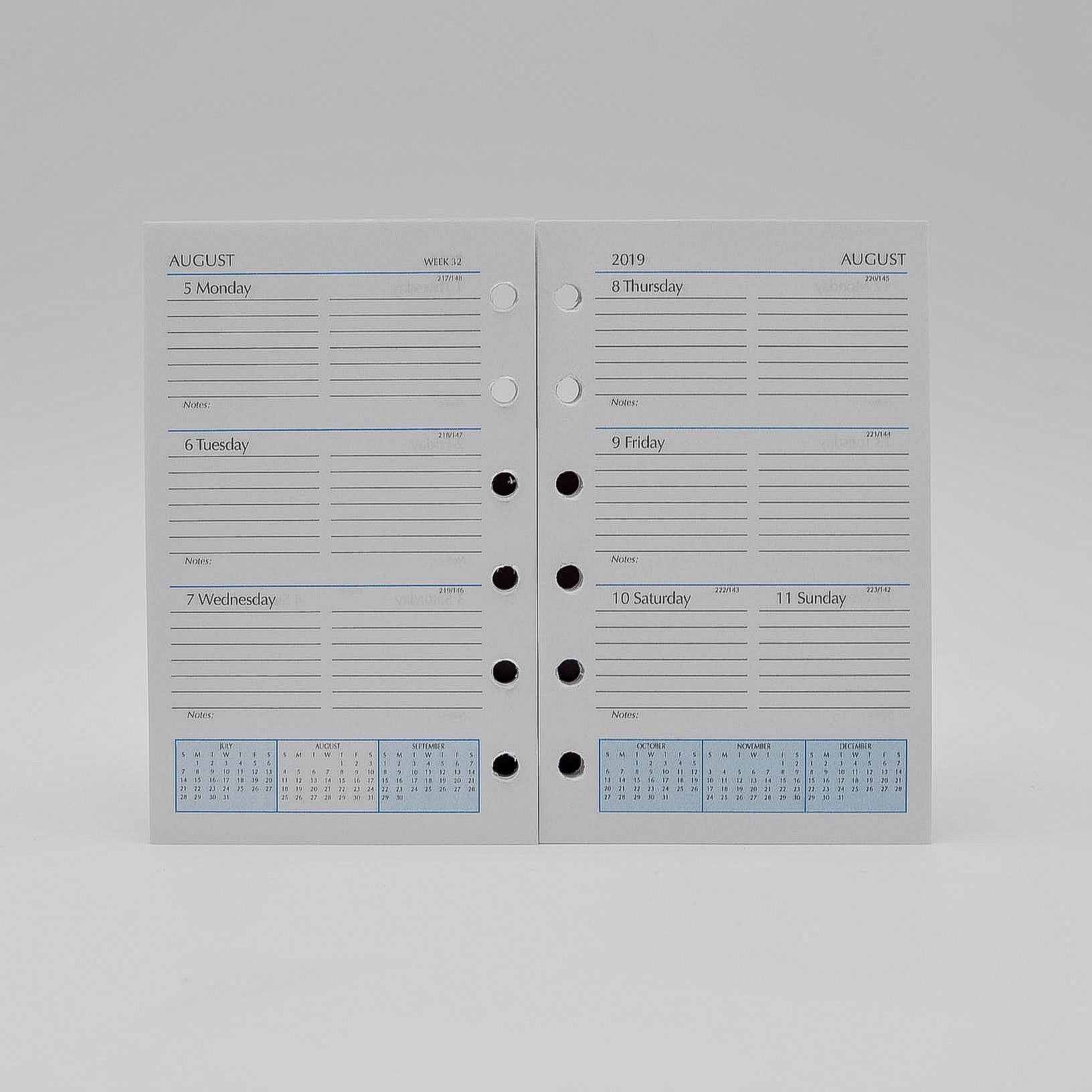 Monthly/Weekly Planner Refill 6-hole 3-1/8 x 5 : MP35P6 - REFILL