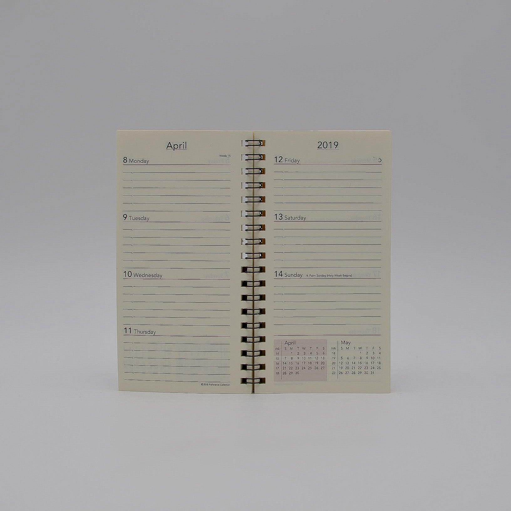 Preference Collection: PD61WI 3-1/4x6-1/4 Wirebound Planner monthly weekly calendar for 2019 or 2020 ivory wired 